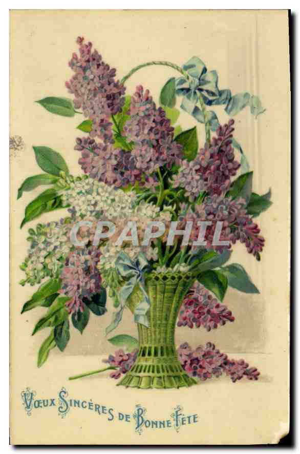 Bouquet de lilas — Vœux sincères de bonne fête — K.P. éditeurs, Paris, Série 1866