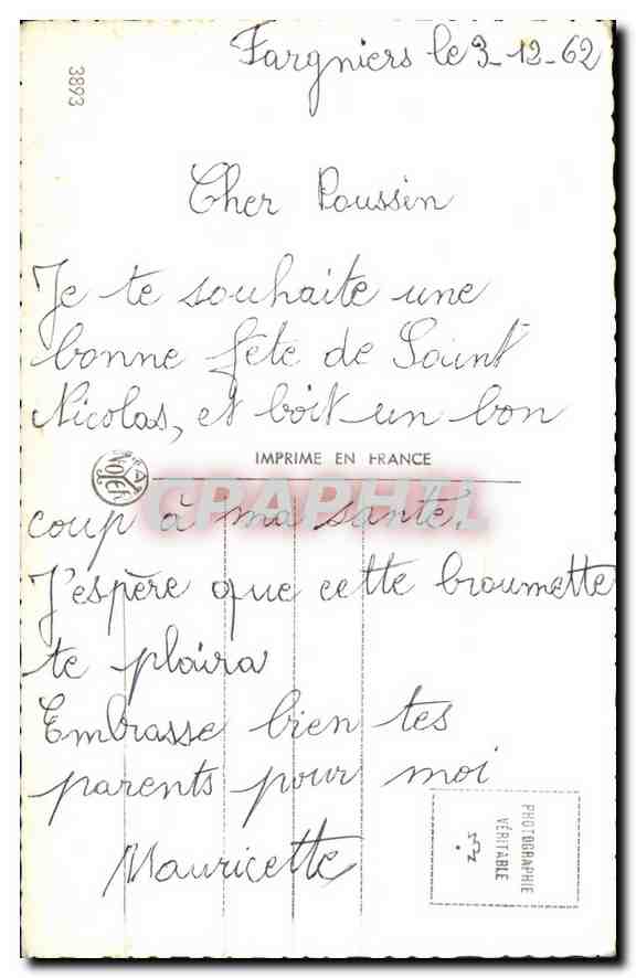 Jeune femme souriante — parmi des fleurs de lilas — éditeur S. NICOLAS — Verso