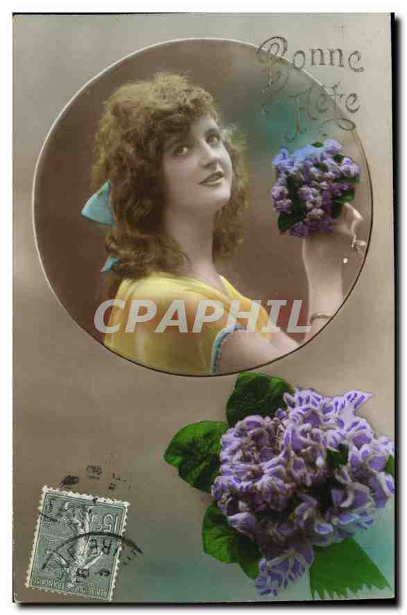 Jeune femme avec lilas — Bonne Année — Fabrique (anonyme)