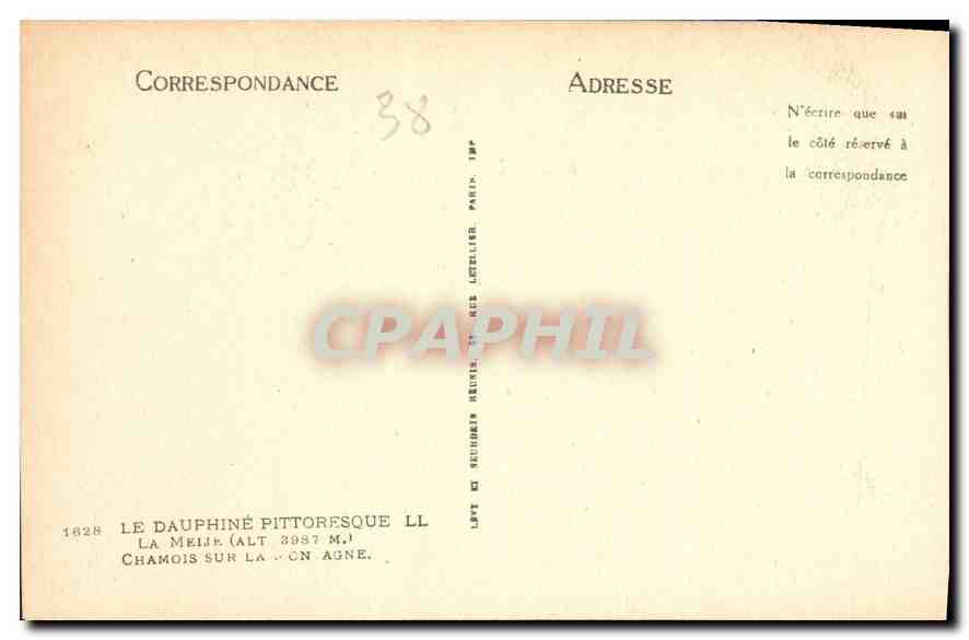 Chamois sur la montagne — Le Dauphiné pittoresque — Éditeur : Lept et Secourirs Reuils, Paris — Rückseite