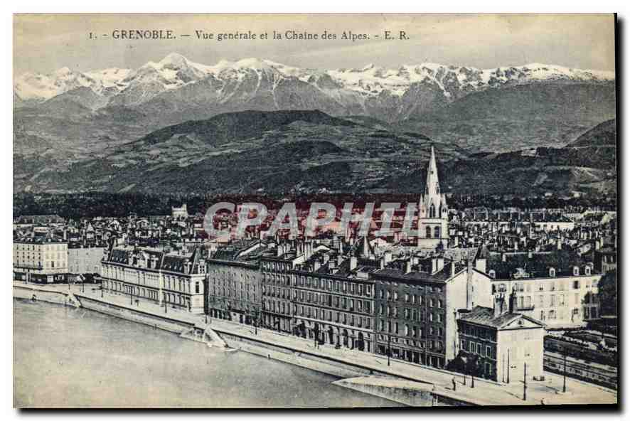Grenoble — Vue générale et la Chaîne des Alpes — E. R.
