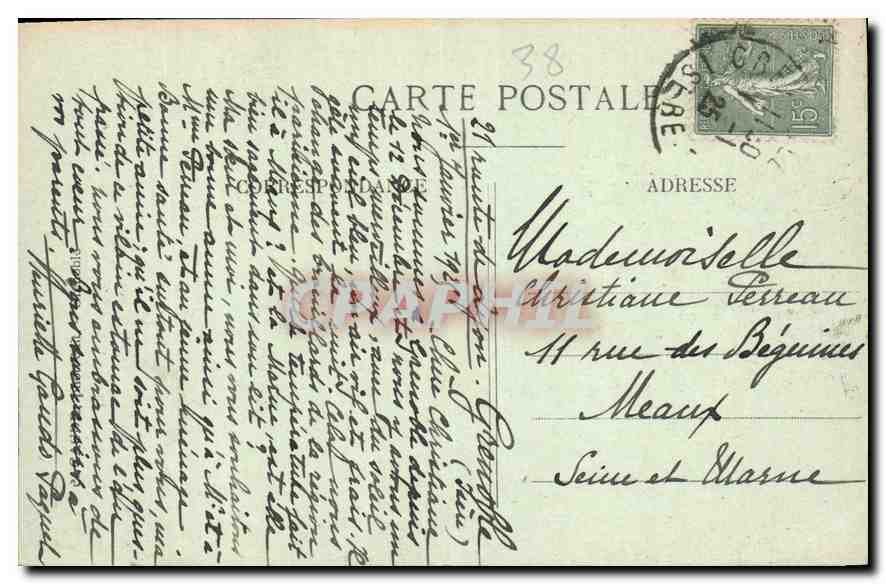 Grenoble — Hospital Bridge and the Alps — Unidentified Publisher, No. 414 — Back