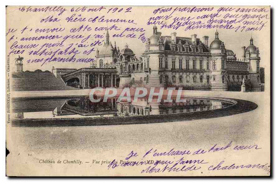 CPA Chateau de Chantilly vue prise du Parterre 