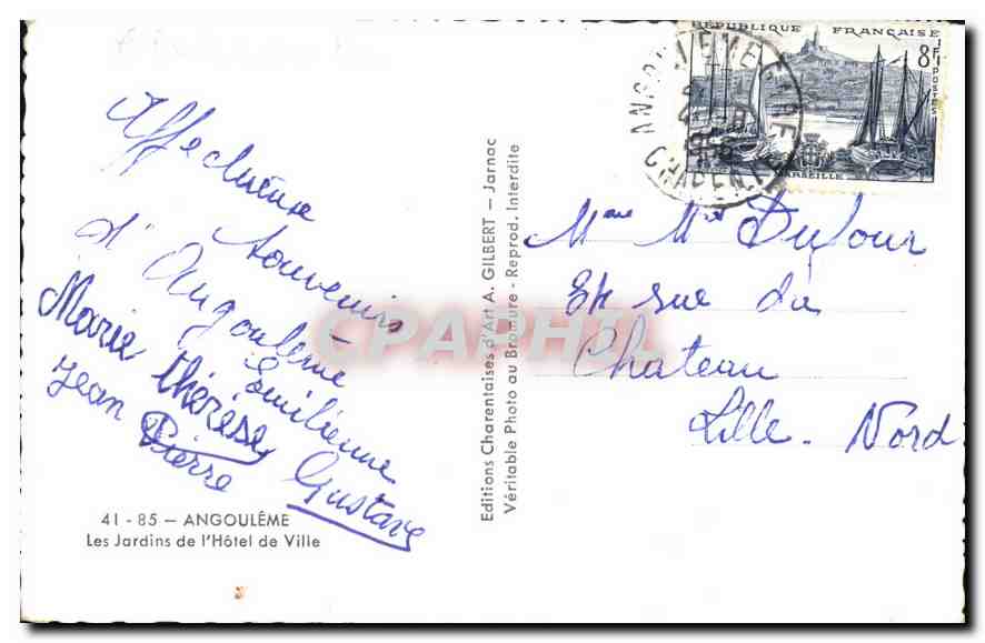 CPA Angouleme Les Jardins de l'Hotel de Ville  — Rückseite