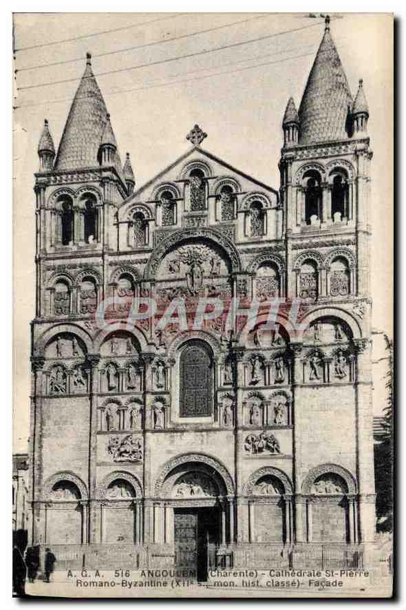 Angoulême (Charente) - Cathédrale Saint-Pierre - Façade Romano-Byzantine (XIIe siècle, monument historique classé)