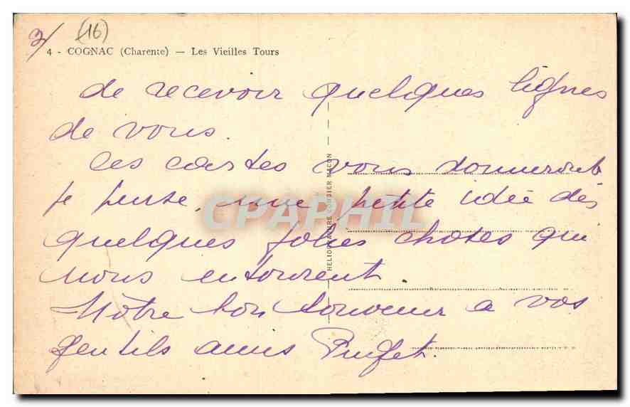 Cognac — Les Vieilles Tours — Cim — Verso