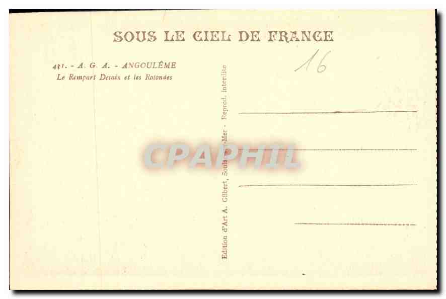 CPA Angouleme Le Rempart Desaix et les Rotondes  — Rückseite