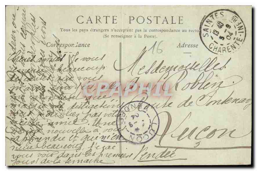 CPA Saintes Les Arenes Galerie  — Rückseite