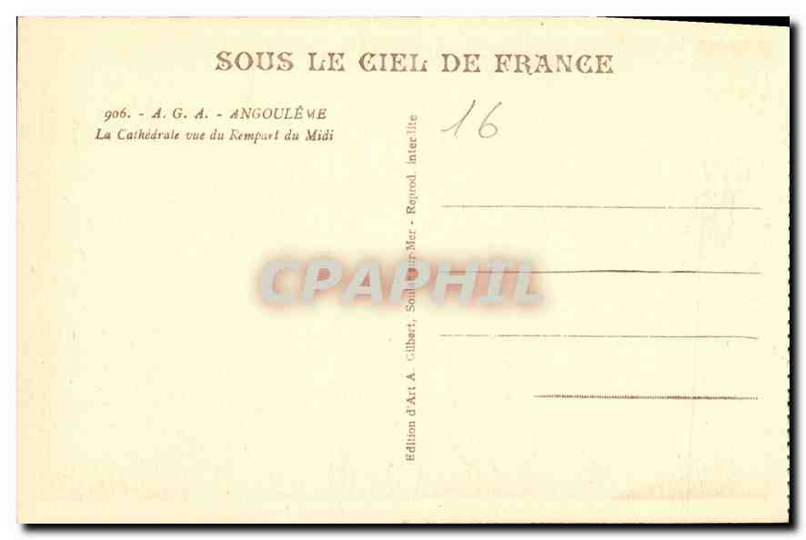 Cathédrale d'Angoulême — vue du Kempart du Midi — Édition A.G.A. - Angoulême — Rückseite