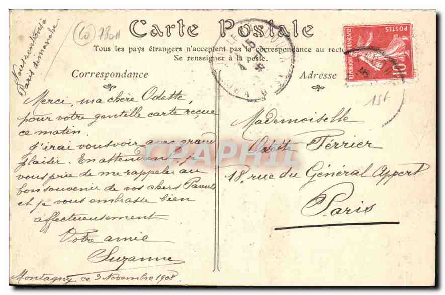 CPA Ermenonville le Parc les vieux Plafanes  — Rückseite