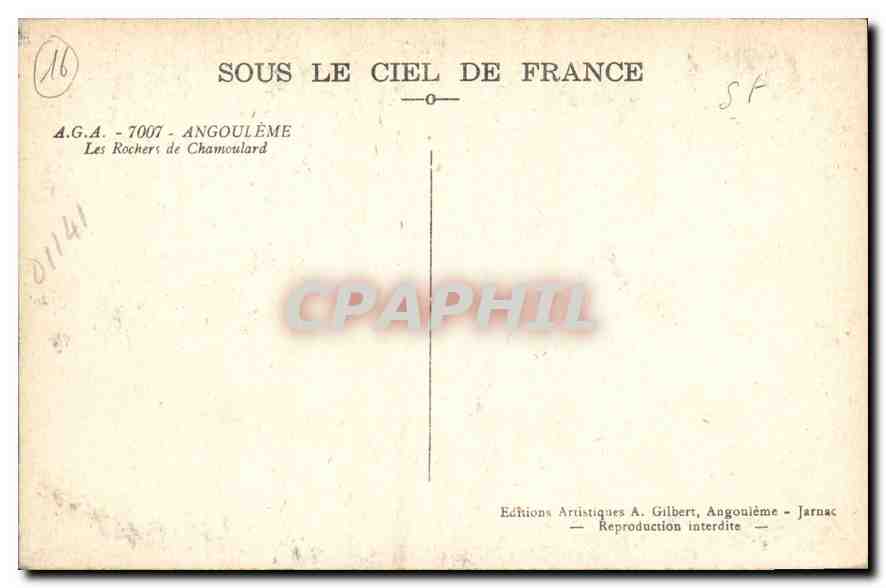 CPA Angouleme Les Rochers de Chamoulard  — Back