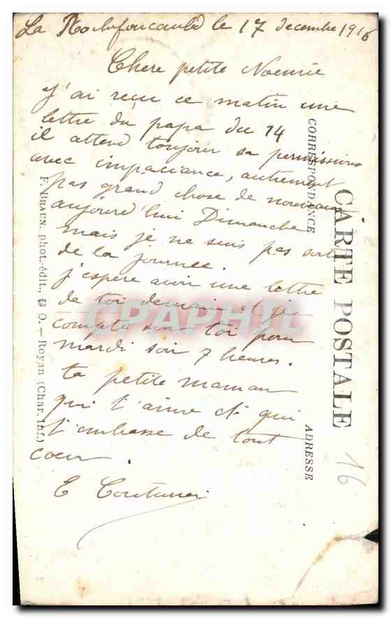 CPA Charente la Rochefoucauld une visite au Chateau Galeries du Premier Etage  — Rückseite