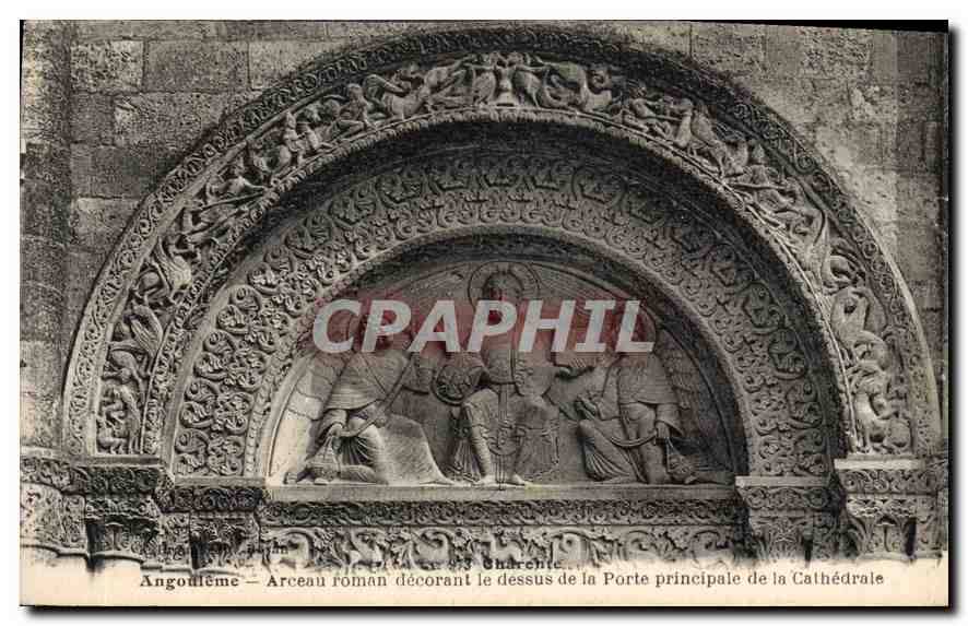 Angoulême — Roman arch decorating the top of the Main Gate of the Cathedral — Sharchic