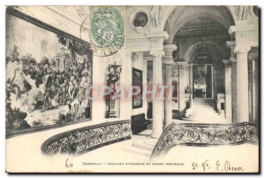 Chantilly — Escalier d'honneur et grand vestibule — E. Dever, n° 60