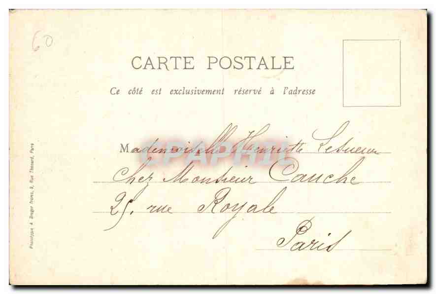Chantilly — Escalier d'honneur et grand vestibule — E. Dever, n° 60 — Rückseite