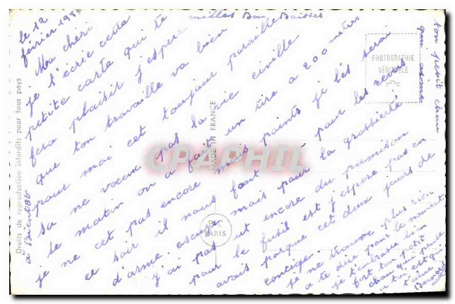 CPA Gage d'Amour Femme — Verso