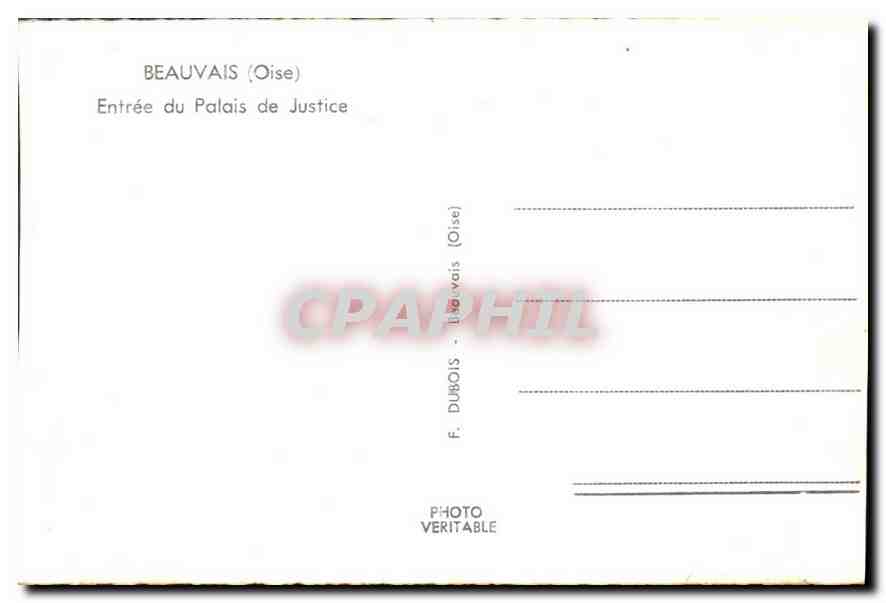 CPA Beauvais Oise Entree du Palais de Justice  — Rückseite