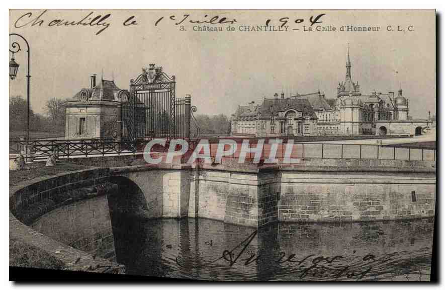 CPA Chateau de Chantilly la Grille d'Honneur 