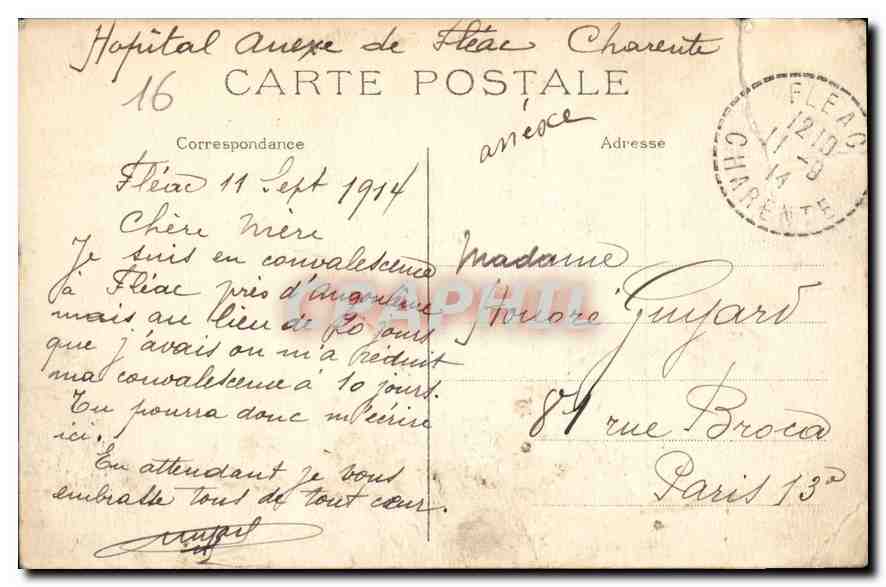 CPA Fleac Charente vue generale du Bourg dominant le cours de la Charente  — Rückseite