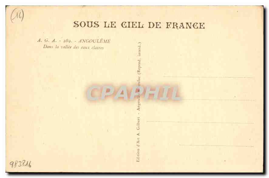 Angoulême — Vallée des eaux claires — Édition d'Art A. Gilbert — Reverso