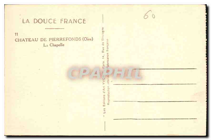 Château de Pierrefonds — Chapelle — Les Éditions d'Art Yvon, Paris — Verso