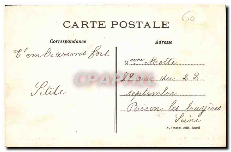 CPA Chambre a coucher de l'Imperatrice Josephine au Chateau de la Malmaison — Rückseite