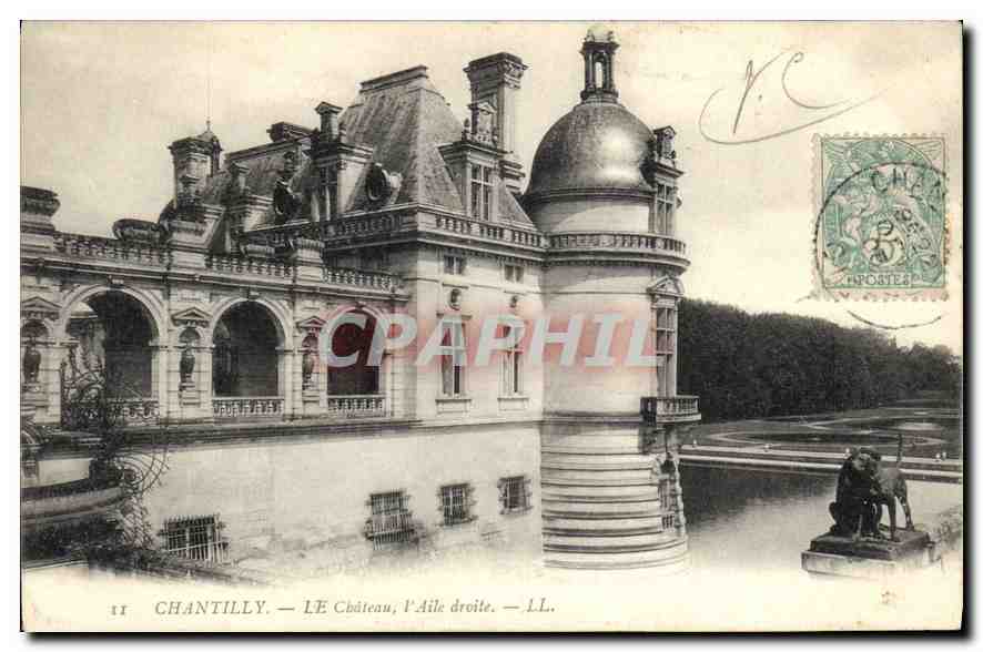 CPA Chantilly le Chateau l'Aile droite Chiens Chien