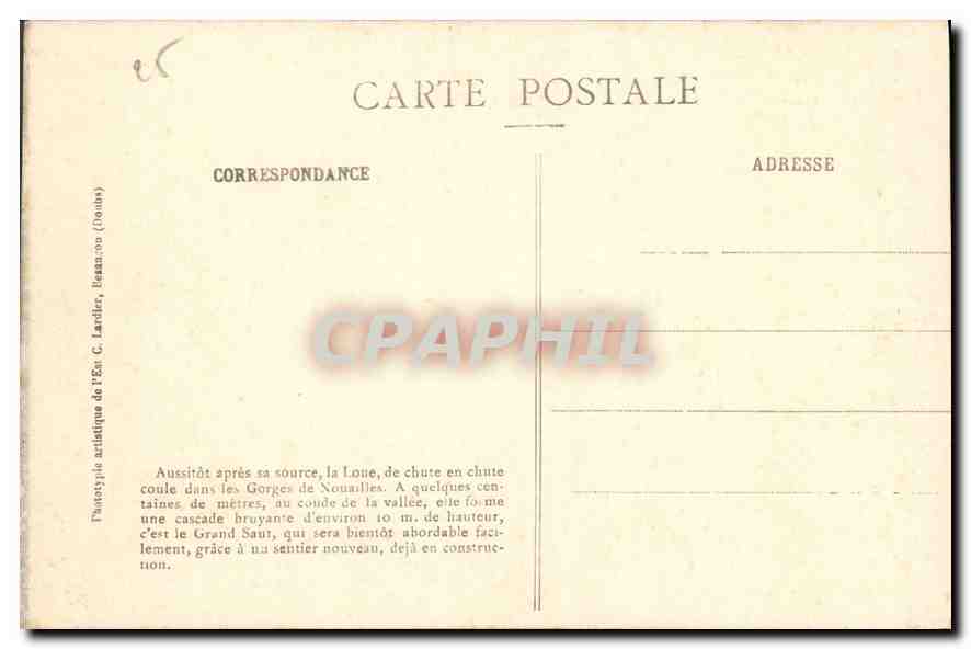 Le grand Saout de la Loue — MOUTHIER-HAUTÉ-PIERRE — C. Lardier, B. 612 — Verso