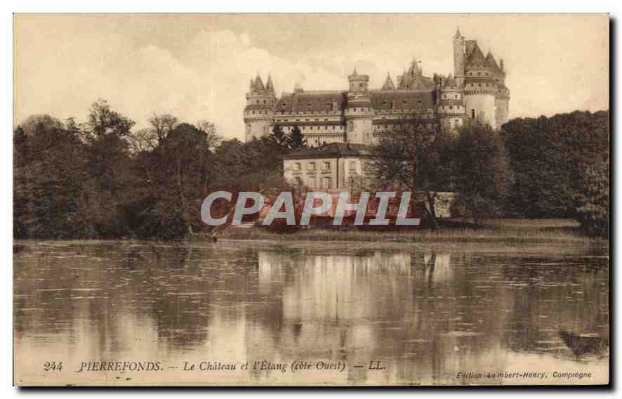 CPA Pierrefonds le Chateau et l'Etang cote Ouest 