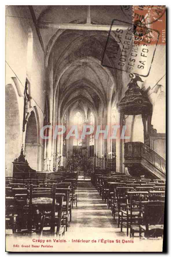 Crépy en Valois - Interior de la Iglesia de San Dionisio — Édit Grand Bazar Parisien