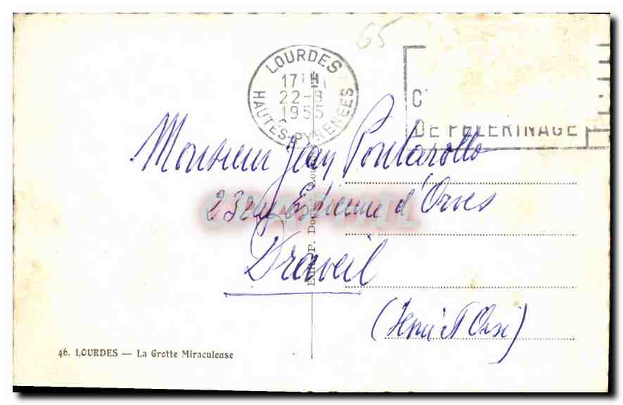 CPA Lourdes La Grotte Miraculeuse  — Verso
