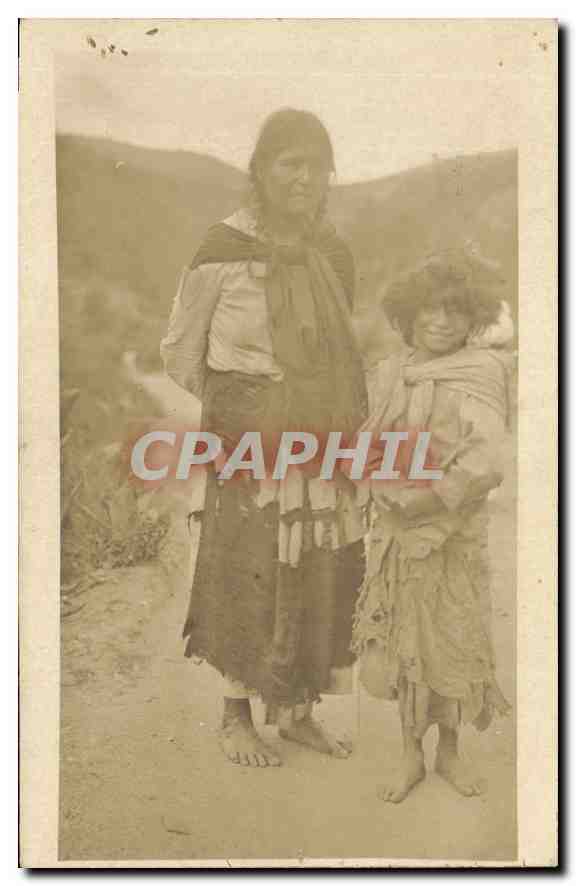 CARTE PHOTO Femme Enfant Indien
