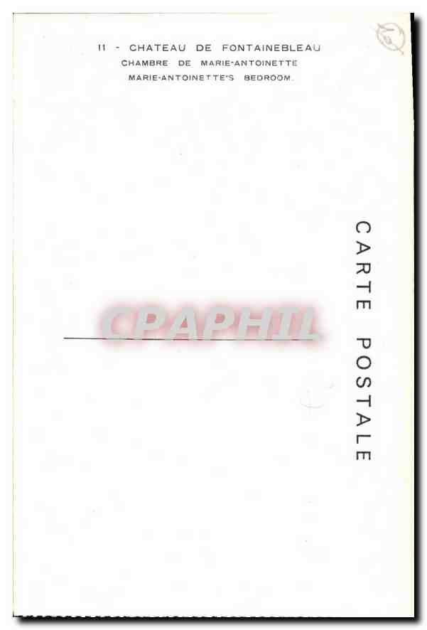 Chambre de Marie-Antoinette — Château de Fontainebleau — Carte postale — Verso