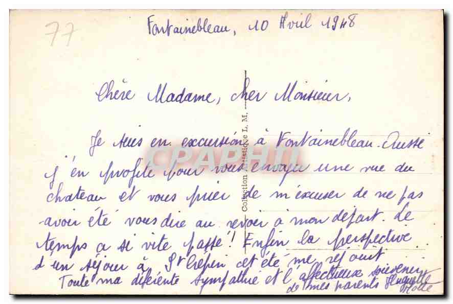 Palais de Fontainebleau — La Grille d'Honneur et la Cour des Adieux — Verso