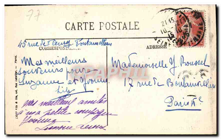 Castello di Fontainebleau — La Bibliothèque — N.G. n°78 — Verso