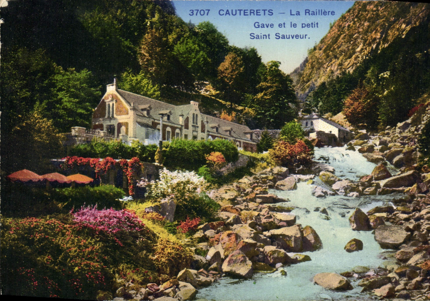 Cauterets — La Raillère, Gave et le petit Saint Sauveur — Photochromie A.B.L.A. (A.M.)