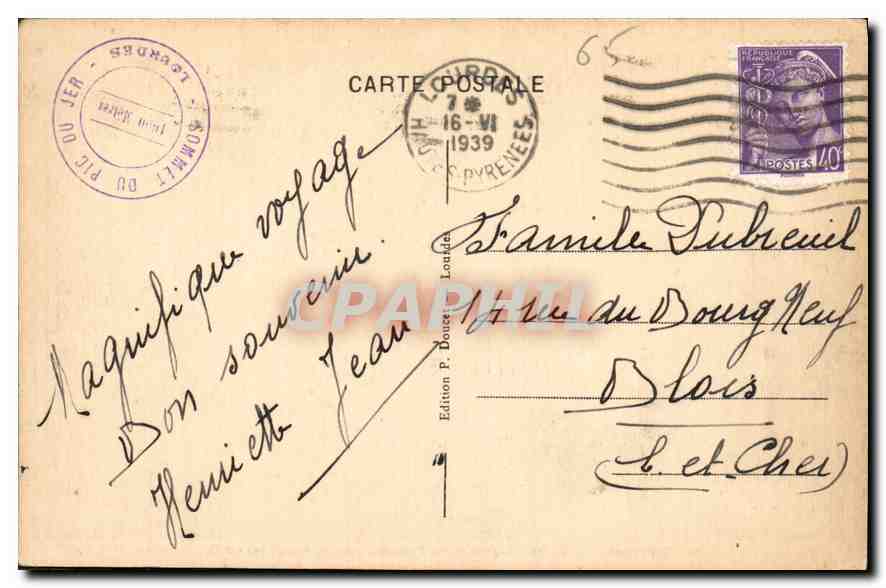 CPA Lourdes la Vallee d'Argeles et les Pyrenees Vues du Pic du Jer  — Verso
