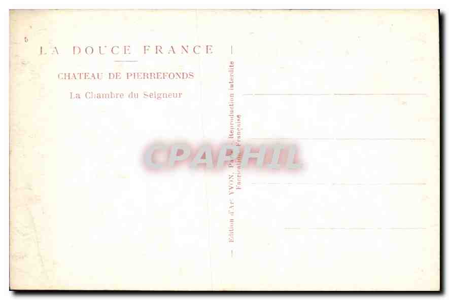 CPA La Douce France Chateau de Pierrefonds la Chambre du Seigneur  — Verso