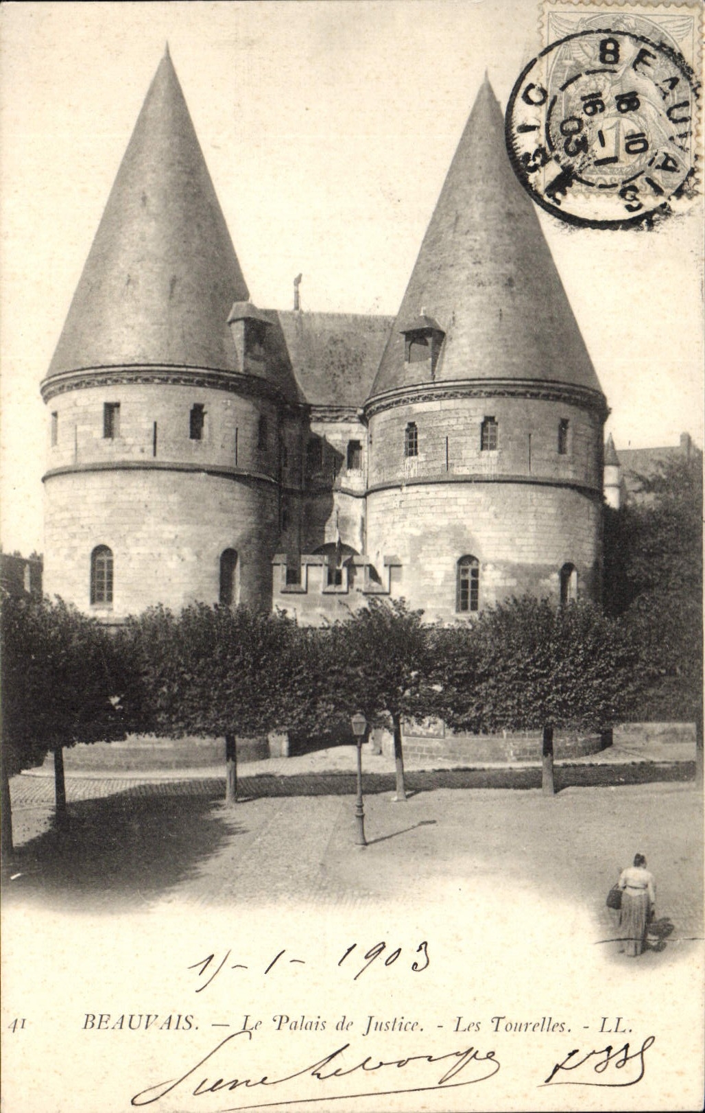 CPA Beauvais  Le Palais de Justice Les Tourelles 