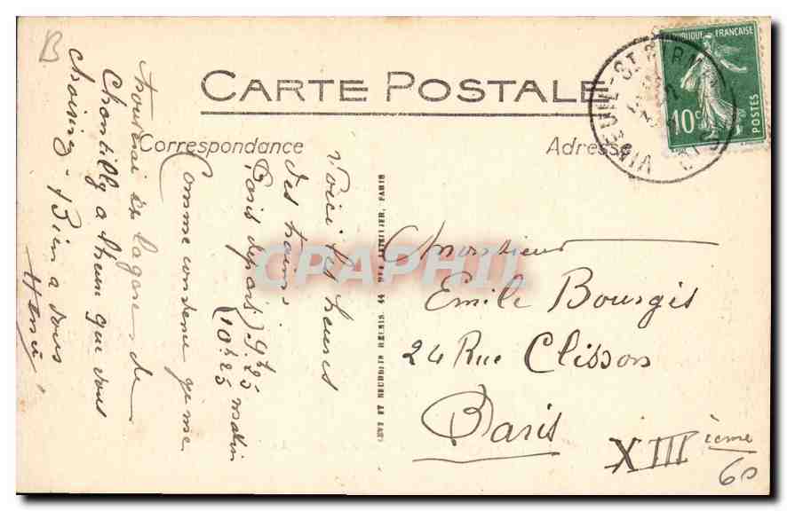CPA Chantilly Vue generale prise de la Route des Lions  — Verso