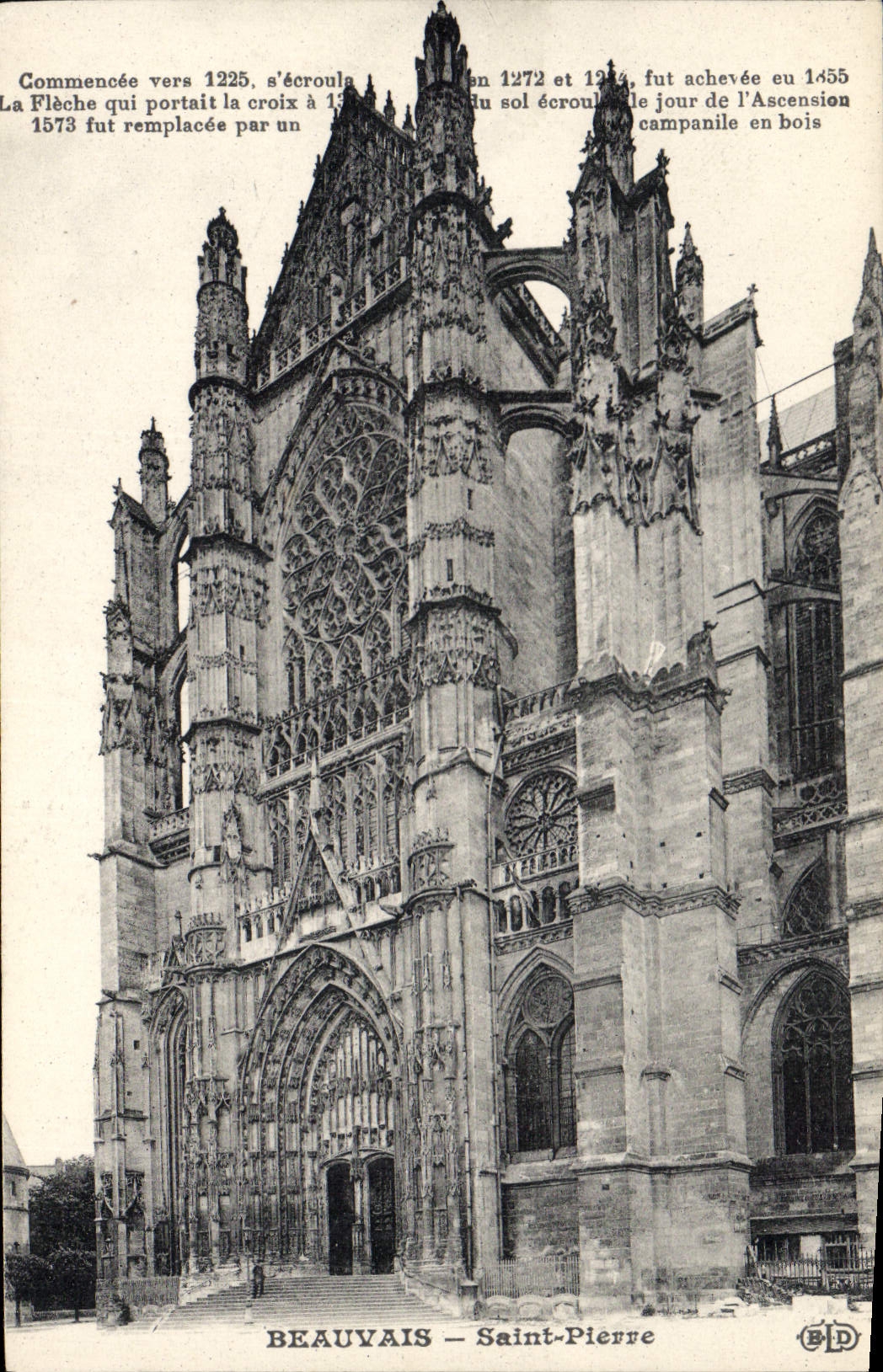 Beauvais — Saint-Pierre — façade gothique avec inscription historique - Anverso