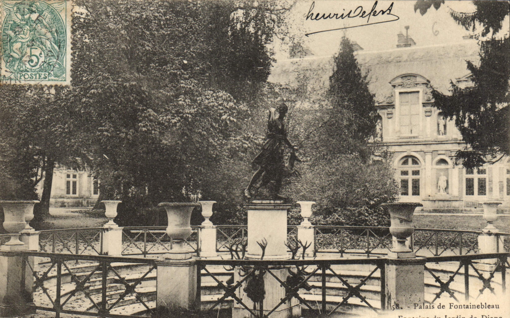 Schloss Fontainebleau — Fontaine du Jardin de Diane — Verlag Heuris Defers, Nr. 58