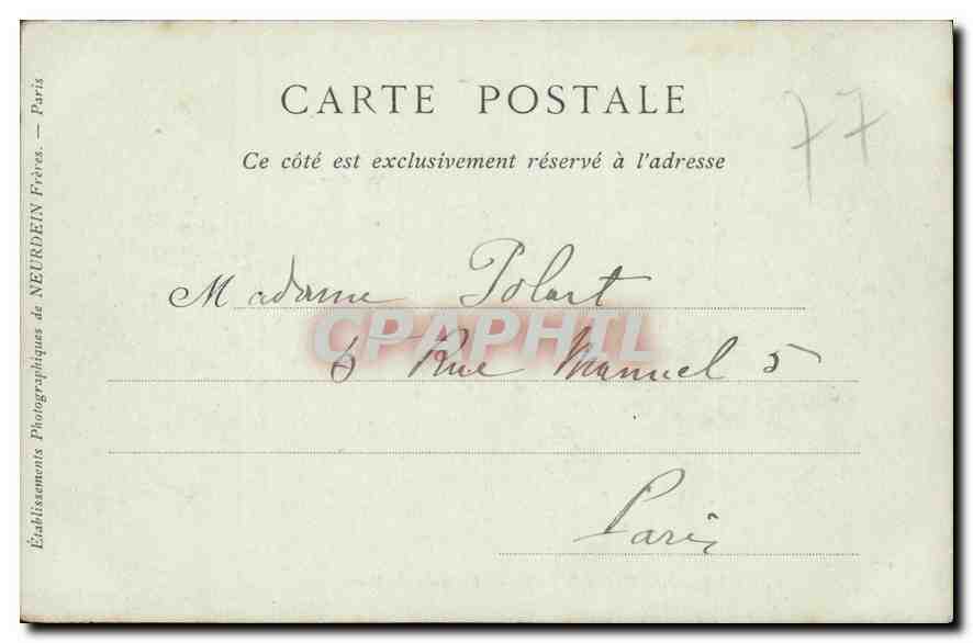 Palais de Fontainebleau — Vue prise du Parc — Éditeur Paris — N° 117 — Verso