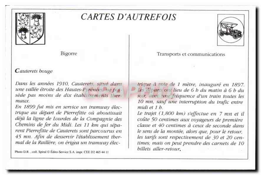 Le Tram de la Raillière — Cauterets — B. & J. D. 1115thine — Rückseite