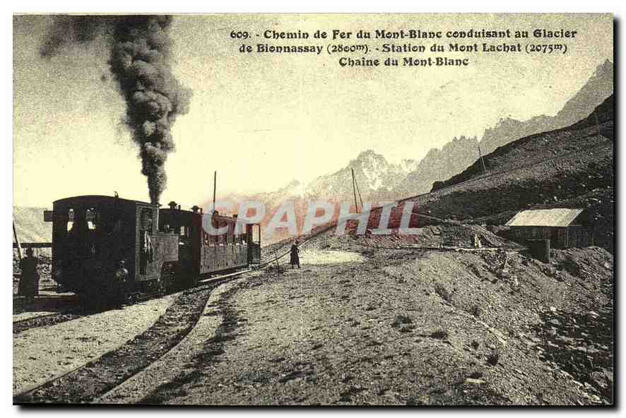 Chemin de Fer du Mont-Blanc conduisant au Glacier de Biennassay — Station du Mont Lachat (2075m) — Chaine du Mont-Blanc