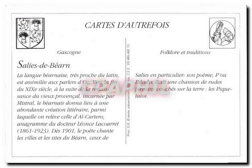 Salies-de-Béarn — Les Pique-talos (d'Al Cartero) — Nouvelles Galeries Salisiennes — Verso