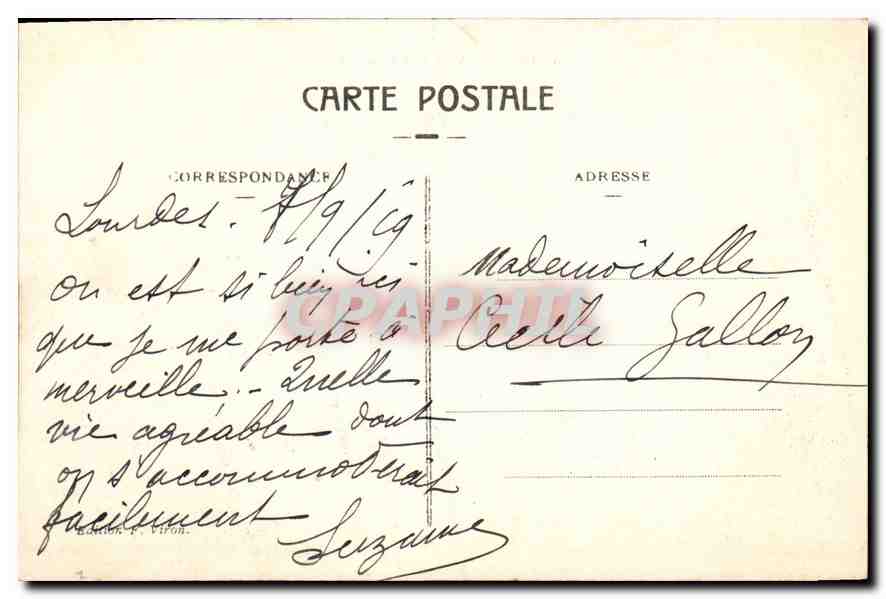 CPA Lourdes Vue Generale  — Verso