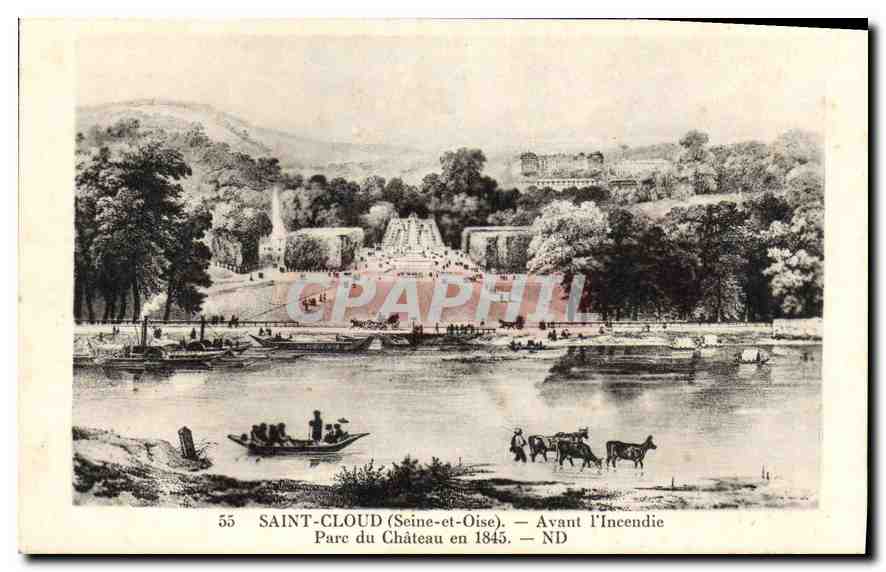 CPA Saint Cloud Seine et Oise Avant l'Incendie Parc du Chateau en 1845 