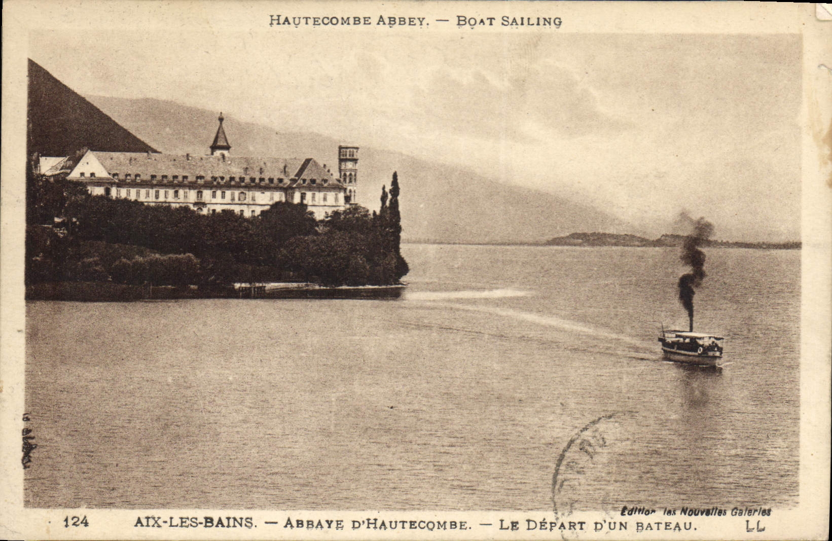 CPA Aix les Bains Abbaye d'Hautecombe Le Depart d'Un Bateau 