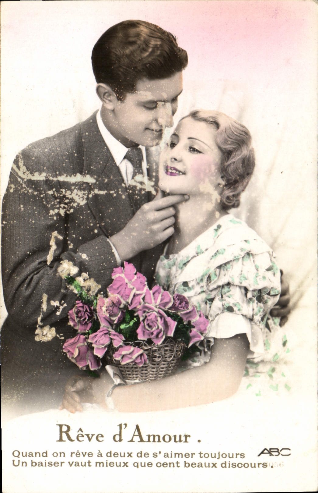 CPA Reve d'Amour Quand on reve a deux de s'aimer toujours Un Baiser vaut mieux que cent beaux discou